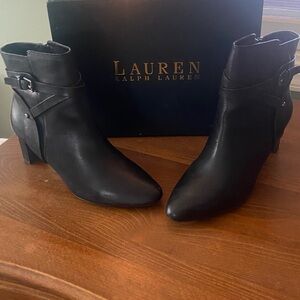 Lauren Ralph Lauren Nadia Black Leather Boots- Sz 8